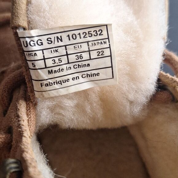 UGG Bethany chestnut suede lace up booties boots shoes size 5 - Picture 7 of 7